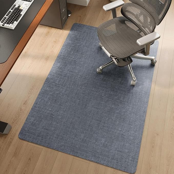 Office Chair Mat for Hardwood Floor Non Slip Protector Grey 35"x53" | PU Self-Adhesive Rolling Chair Mat for Under Desk, Large Duty Hard Floor Protectors for Wood/Tile, Desk Rug for Home Office