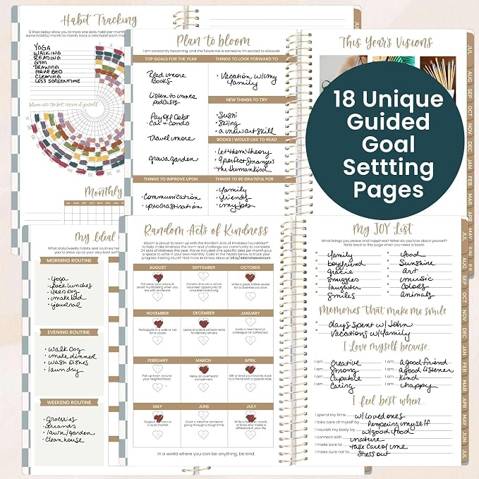 bloom daily planners 2026-2027 Planner - Academic Year (July 2026 - July 2027) Monthly & Weekly Soft Cover Planner for Women - 13 Month Calendar Agenda Book with Stickers - 5.5" x 8.25" - Checkered