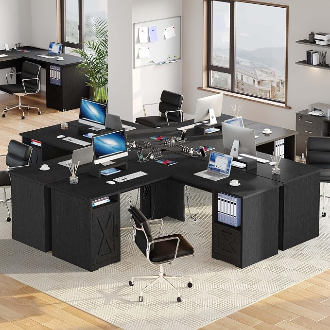 YITAHOME L Shaped Desk with Power Outlets | 60 Inch Computer Desk Corner Desk with File Drawer, Home Office Desk with Monitor Stand & Storage Shelves, L-Shaped Desk with