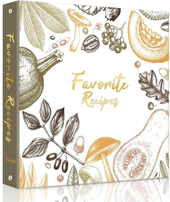 Recipe Binder with Plastic Sleeves, 8.5x11 3 Ring Blank Recipe Book Binder | Premium recipe binder kit with waterproof cover, sleeves, cards, dividers and gift box for preserving recipes-Color Veggies.