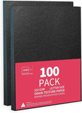 Binditek 13 Mil Grain-Texture Paper Binding Covers, 8.5x11", Black, 100Pack | Paper Binding Covers, 8.5" x 11" Letter Size, 250 GSM, 90 lb, Square Corners, Unpunched, for Business, School Projects