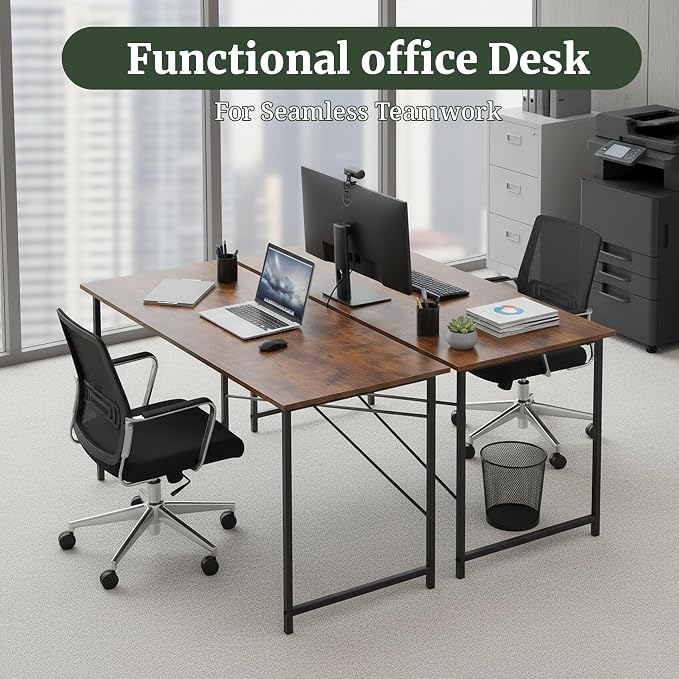 55 Inch Computer Desk, Writing Desk for Home Office Study Workspace | 265 lb Capacity, Reinforced X-Frame, Waterproof MDF Top, Scratch-Resistant Surface, Easy Assembly, Brown