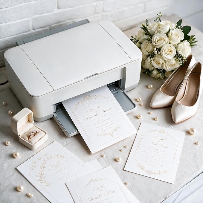 100 Sheets Linen Textured Cardstock Paper for Printing 5x7 Inch | 300 gsm/110 lb Cardstock, Thick but Printer-Friendly Card Stock for Wedding Baby Shower Invitations and Business Name Cards