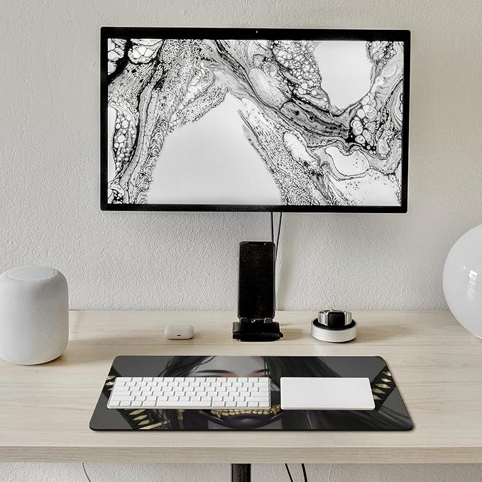 Large Mouse Pad Gaming Aesthetic Anime Girl Japanese Samurai Portrait Big Computer Desk Mat Desk Pad for Keyboard and Mouse Mat Non-Slip Base 30x60cm