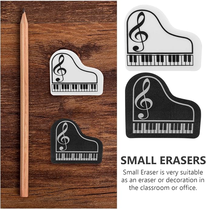 SEWACC Piano Shape Erasers 30 Pcs Small Portable TPR Erasers for Kids School Supplies Writing Correction Fun Stationery