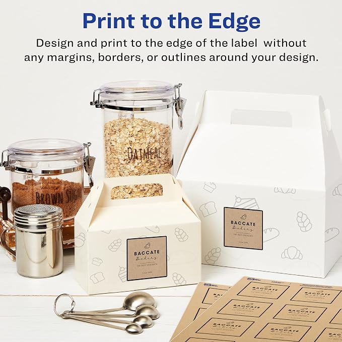 Avery Kraft Brown Square Labels with Sure Feed Technology, 2" x 2", Print to the Edge, Laser/Inkjet Printable Labels, 300 Total (22846)
