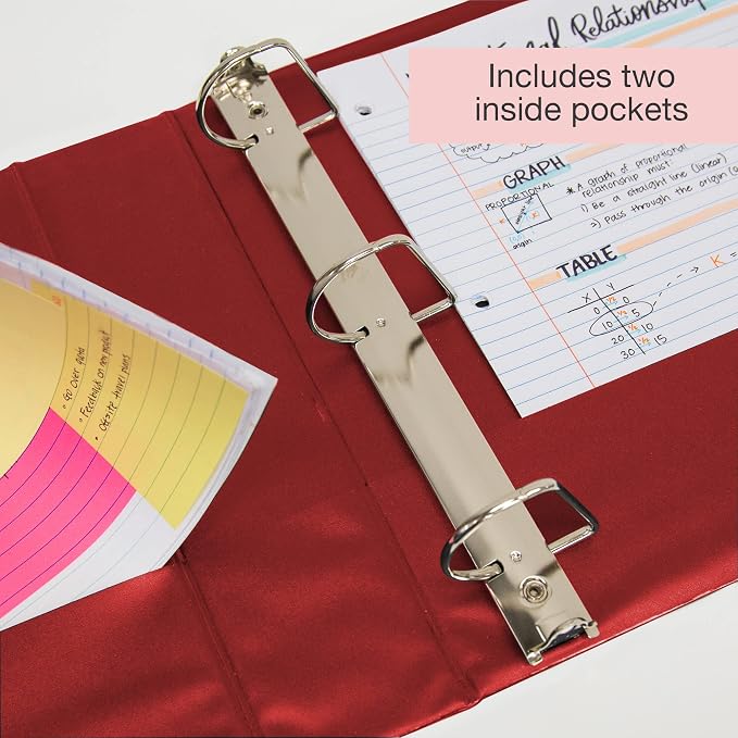 BAZIC Products 2" Burgundy 3-Ring View Binder, Slant-D Ring, 2 Pockets | 2 inside pockets, 2 in Burgundy view 3-ring binder, slant-D rings, holds up to 480 sheets, Durable poly cover, 2 Pockets