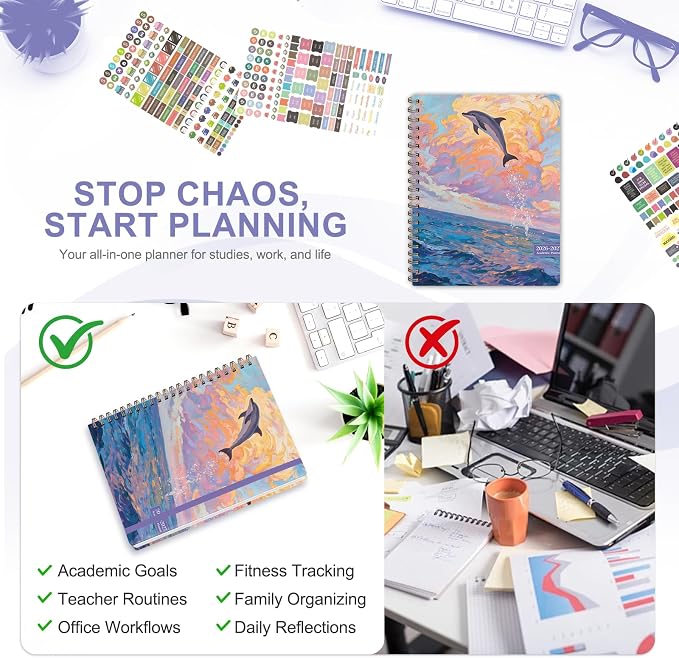Planner 2026-2027, Weekly and Monthly Academic Year Calendar Planner, July 2026 - June 2027, Daily Agenda Book for Office School Supplies, Letter Size(8.5'' x 11'')