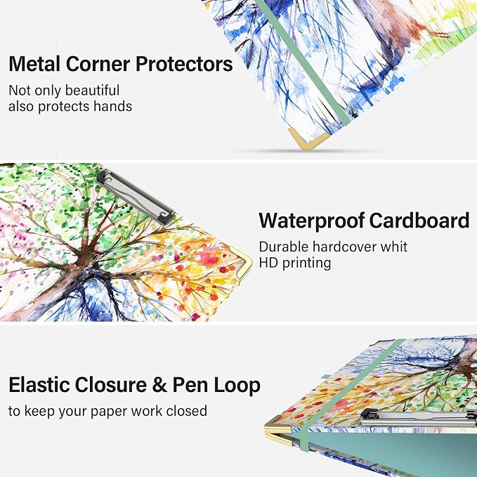 3 Ring Binder 3 Inch Ring, Three Ring Binders for Letter Size 11" x 8.5" with 6-Tab Dividers, 2 Pockets, Binder with Clip for School and Office Supplies-Tree Seasons
