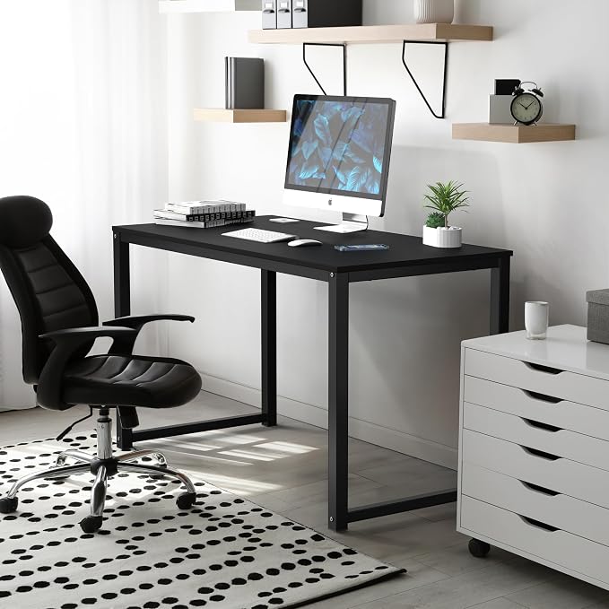 SHW 48-Inch Commercial-Grade Office Computer Desk, Black | 10-Year Limited Warranty