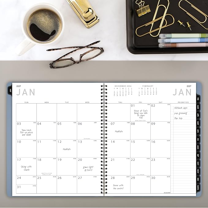 AT-A-GLANCE 2027 Planner, Monthly, 9" x 11", Contemporary, Slate Blue (70250X2027)