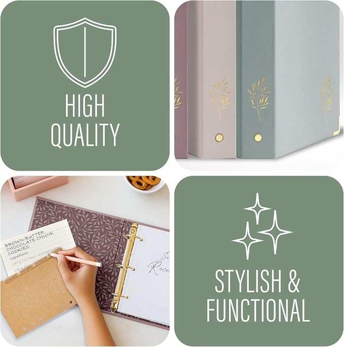 3 Ring Binder 1-Inch Rings – 3-Pack of Cute Binders with Pockets, Gold-Foil & Metal Corners – 1 Inch Binders 3 Ring Cute for School, Office & Work – 1" Pastel Three-Ring Binder One Inch