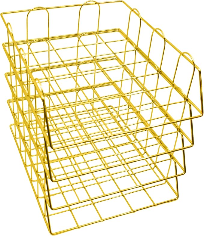 Gold Stackable W 9.75" X L 12" Desk Organizer Tray Set (4-Tier)
