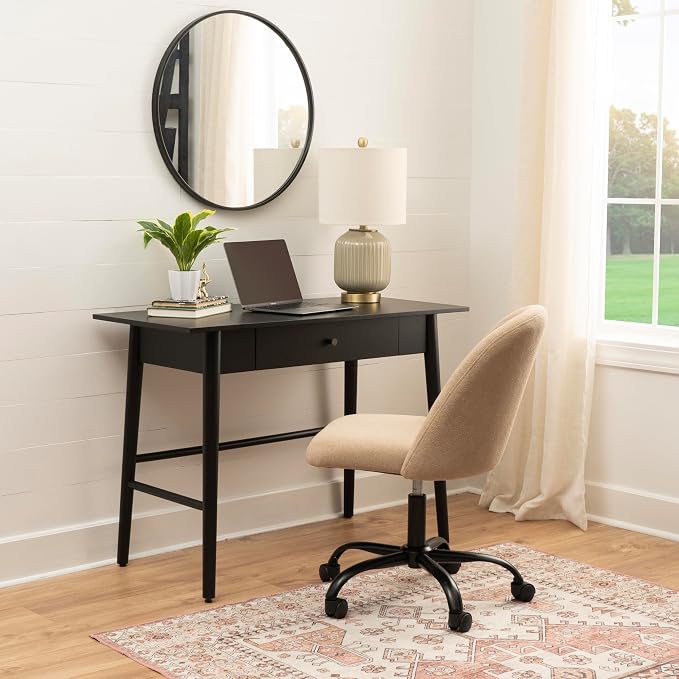Linon Melissa Black Wooden One Drawer Writing Desk