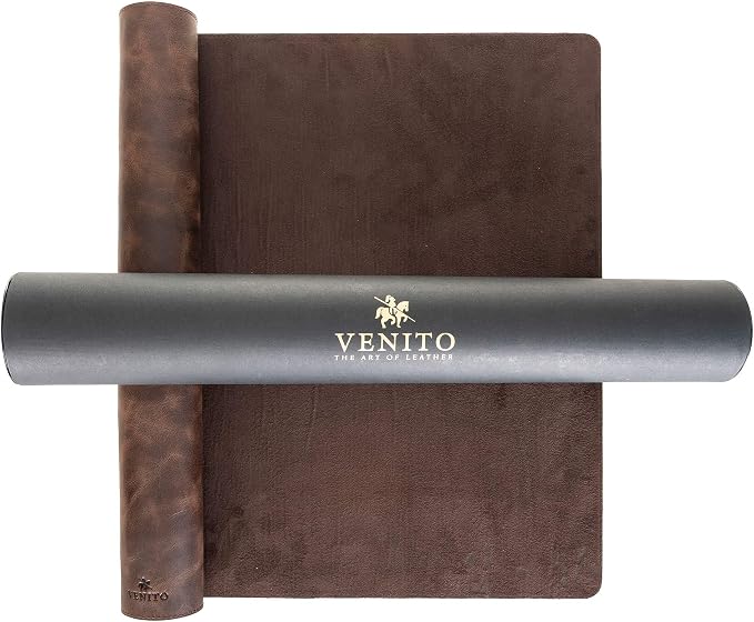 Premium Leather Desk Pad Mat (36 X 19 inch) - Large Desk Mat for Keyboard and Mouse Home Office Accessories (Coffee Brown)