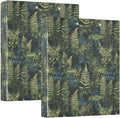 Vintage Green Ferns Binder 1.5 Inch Binder with Clipboard&Pockets, Plant Leaves Hardcover Binders 3 Ring, Heavy Duty Large File Folder for Office School Supplies - Holds 200 Sheets