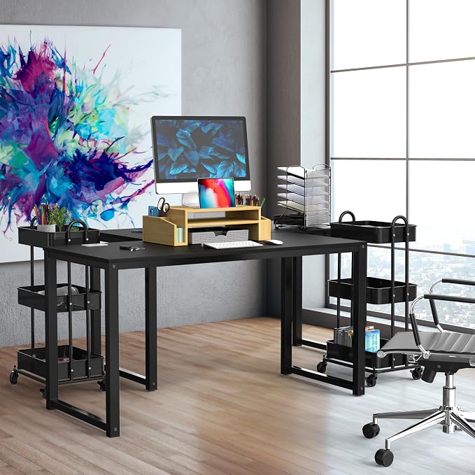 SHW 48-Inch Commercial-Grade Office Computer Desk, Black | 10-Year Limited Warranty