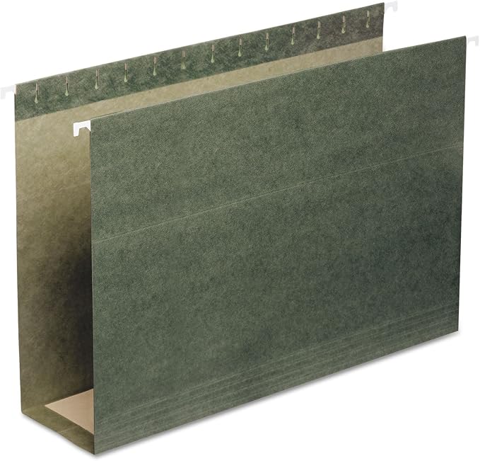 Smead Hanging File Folder with Tab, 1/3-Cut Adjustable Tab, Legal Size, Standard Green, 25 per Box (3-Inch Expansion, Legal)