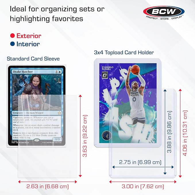 BCW Card Sleeves and Toploaders for Card Combo | Premium Top loaders for Cards and Acid-Free Penny Sleeves | Great for Football, Magic The Gathering, Pokemon, and Baseball Card Protectors 100 Count