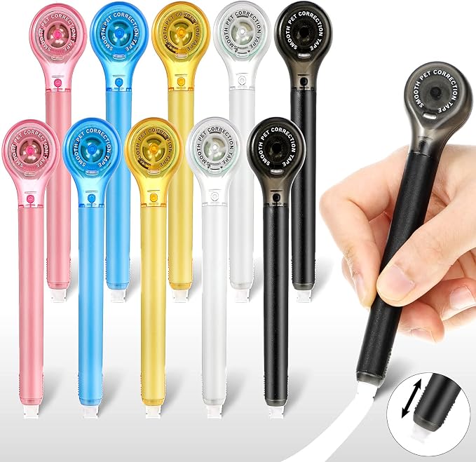 Gersoniel 10 Pack Correction Tape Pen for School Office,Bright Color