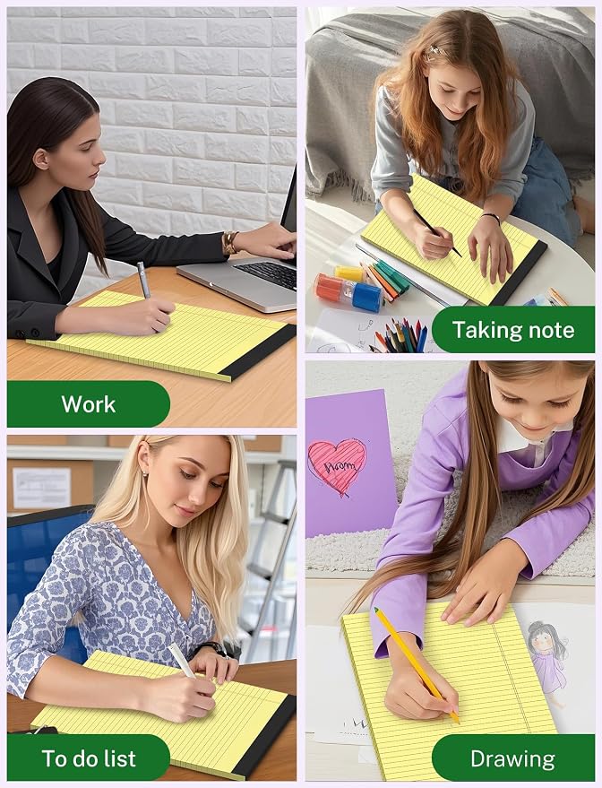 Legal Pads 8.5 x 14, Wide Ruled Legal Pads 12 Pack Yellow Paper 8.5 x 14
