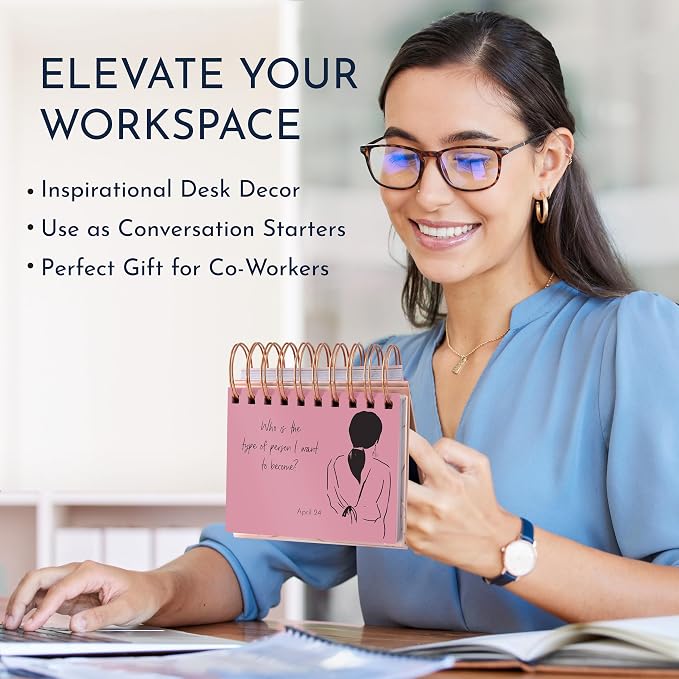 Motivational Desk Flip Calendar with 366 Daily Affirmations, Gift for Women | Inspirational Perpetual Desk Calendar, Daily Motivational Quotes, Positive Affirmations, Reflection Prompts, Office Decor