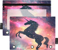 Unicorn Galaxy Sky Pencil Pouch for 3 Ring Binder, 2 Pack Waterproof Pencil Bags Clear Window Pencil Case Zipper School Office Supplies