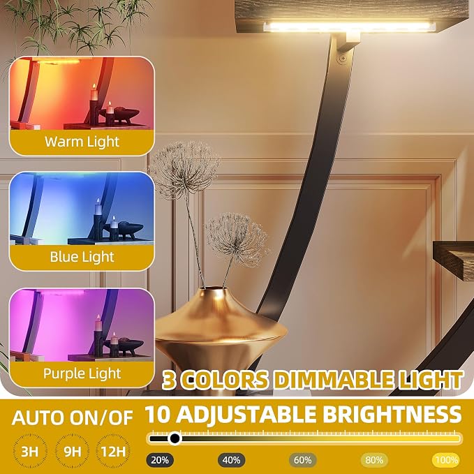 DWVO Tall Bookshelf with LED Light | Artistically Designed Moon Arched Bookcase, Cats Litter Box, Corner Display Shelf, For Home Office, Bedroom