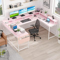 Reversible u Shaped to l Shaped Computer Desk with RGB Lighting & Charging Station, 79 Inch Home Office Workstation with Full Monitor Stand, Heavy Duty Gaming Desk Supporting 600LBS, Multiple Color Op