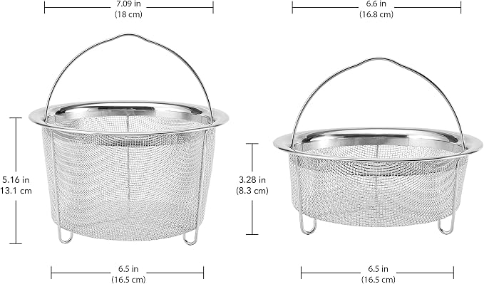 Instant Pot Official Mesh Steamer Basket Set, Stainless Steel, Dual-Purpose Steamer & Strainer, Easy-Lift Handle, Dishwasher Safe, Rust-Resistant, Essential Accessory for Healthy Cooking