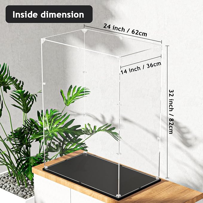Clear Acrylic Display Case, Easy Assembly Showcase Boxes(24x14x32inch) | dofopo Dust Protection Case for Action Figures and Dolls, Alternative Glass Box for Collectibles Commemorative Gifts