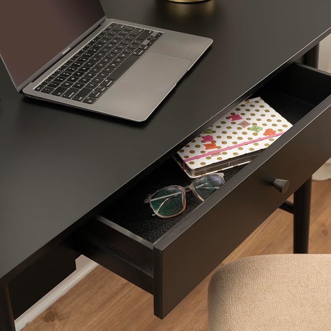 Linon Melissa Black Wooden One Drawer Writing Desk