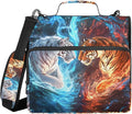 3 Ring Zipper Binder With Shoulder Strap Documents Storage Organizer Green Fire Dragon