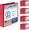 Samsill 2 Inch 3 Ring Binders, Economy Round Ring, Clear View Cover, 425 Sheet Capacity - for School, Home, Office - Red, 12 Pack