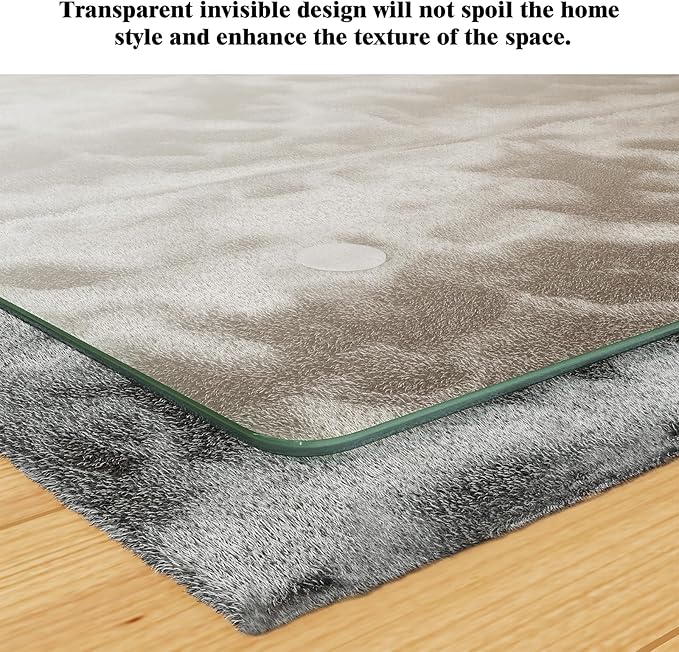 Koonmi Tempered Glass Chair Mat for Hardwood Floors & Carpets, 48" x 80“ Transparent Heavy Duty Office Floor Protector with Noise-Free Gliding Shatterproof for Home Office Desk