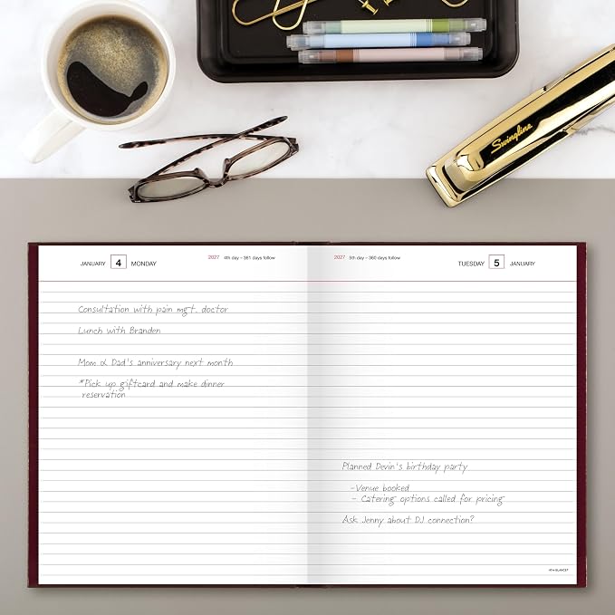 AT-A-GLANCE 2027 Daily Planner, Standard Diary, 7.5" x 9.5" Journal, Hardcover, Red (SD3741327)