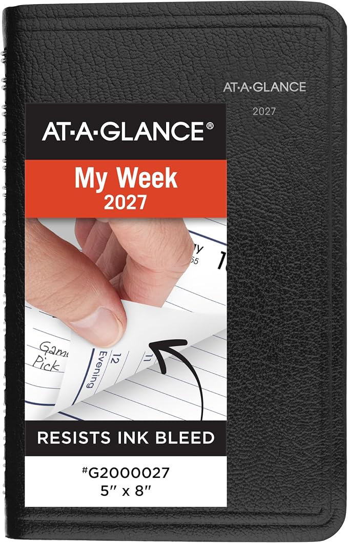 AT-A-GLANCE 2027 Appointment Book Planner, Weekly, 5" x 8", DayMinder, Black (G2000027)