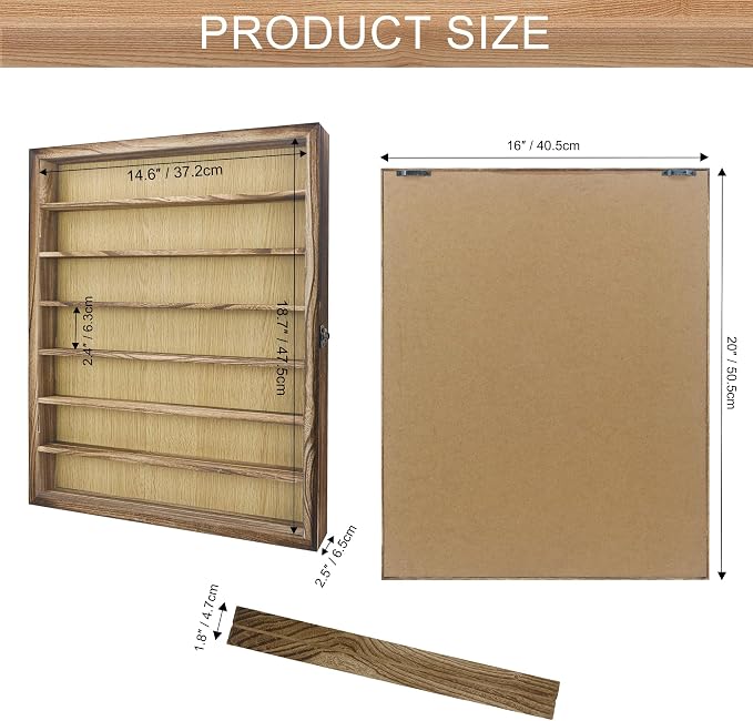FramePro Shadow Box Frame Display Case 16x20 with Removable Shelves, Deep Memory Box Trinket Knick Knack Shelf Cabinet for Collector, Keepsake Coins Military Medals Wedding Flowers Real Wood