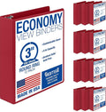 Samsill 3 Inch 3 Ring Binders, Economy Round Ring, Clear View Cover, 550 Sheet Capacity - for School, Home, Office - Red, 12 Pack
