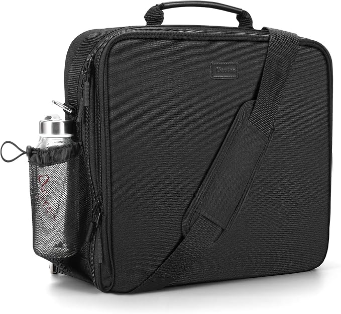 Zipper Binder 3 Inch D-Ring 3 Ring with Water Bottle Holder | Binder with Strap for School/Office, 700 Sheet Capacity-Multiple Pockets, Fit for 13" Tablet/Laptop, Black