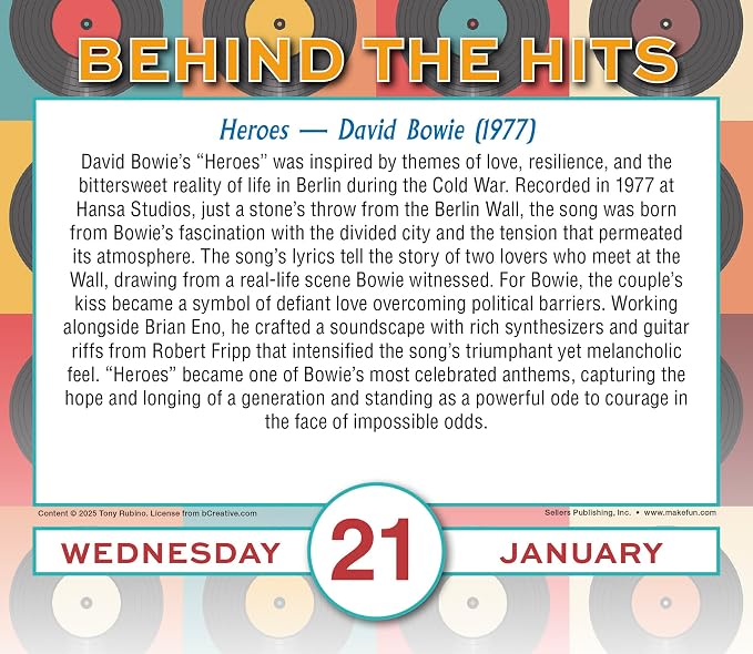 Behind the Hits 2026 Daily Desk Calendar: Boxed Page-a-Day Music Trivia Calendar with Day-to-Day Stories Behind Legendary Songs & Chart-Topping Moments