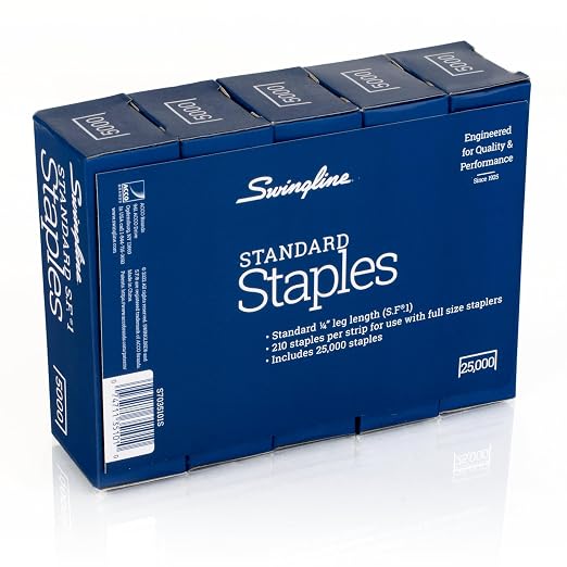 Swingline Staples,Standard Staples for Desktop Staplers,1/4" Length,210/Strip,5000/Box (35101),(Pack of 10)