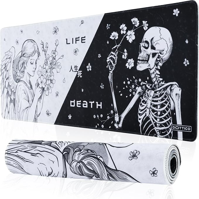 XL Large Gaming Mouse Pad for Desk - Desk Mat for Keyboard and Mouse - PC Mouse Pad - Non-Slip Water Resist Rubber Base, Stitched Edges - 31.5x11.8 in - 80x30 cm (Life&Death, X-Large)