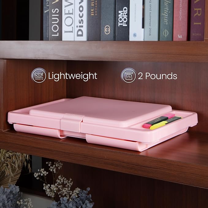 Loddie Doddie Lap Desk, Folding Desk, Portable Table, Blush, 9.75" x 12" | Trays & Pocket Keep Essentials Close, 2 lb Easy to Carry, Sturdy Plastic & Alloy Steel, Bed Desk, Bed Tray, Lap Desk for Kids