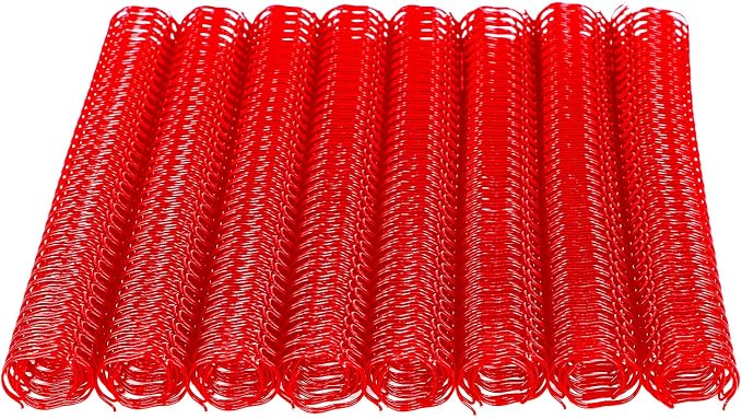 Double Loop Binding Wires for Students and Coworkers, 50 Pack Twin Loop Wire Binder Combs Spines for Booking Letter Size and Binding-Machines (50P, 2:1 Pitch, Red, 7/8 Inch (200 Sheet Capacity))