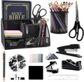 12Pcs Black Desk Organizers and Accessories Set for Office School Home | Black Office Supplies for Coworkers Students, Include Stapler, Pen Holder, Tape Holder, Scissors, Ruler, Staple Remover