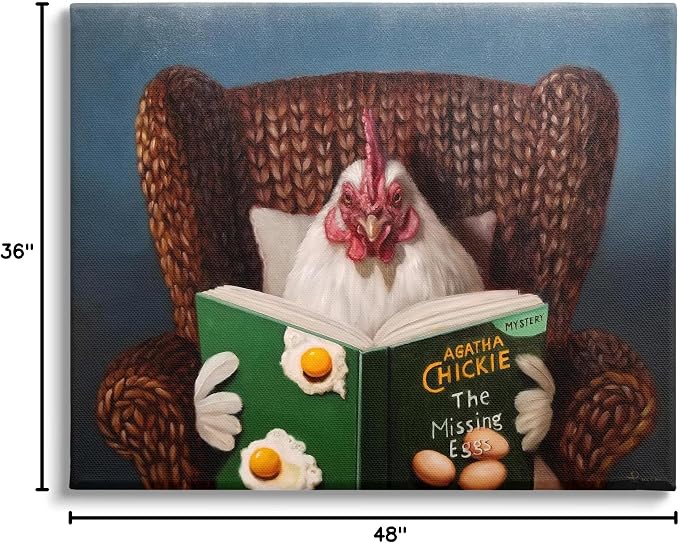 Stupell Industries 'Chicken Reading Book'| Canvas Art | Stupell Industries | 48 x 36 Inches, Easy to Hang and Sturdy, Made in USA, by Lucia Heffernan