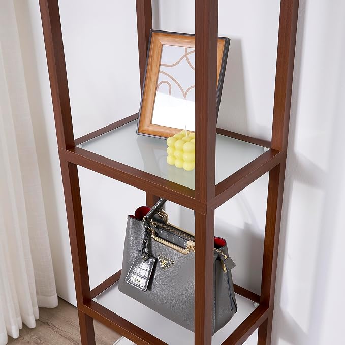 FENLO LED Display Shelf Unit – Dimmable Lighted Furniture for Bedroom, Living Room, or Office – Glass Curio Cabinet Shelf Lamp with App + Remote Control + Adjustable Lighting