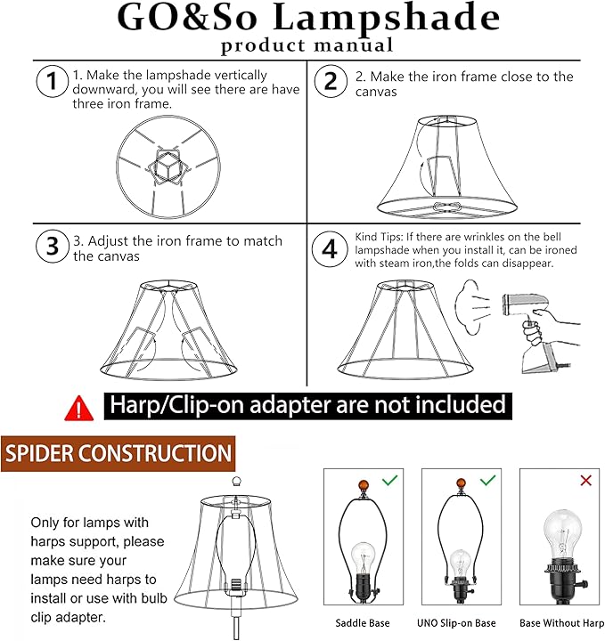 GO&SO Off White Bell Lamp Shade Medium, Scalloped Lampshade Braids with Petal Edges for Table Lamp,Floor Lamps Replacement, 6×13×9.8 Inch Spider Easy Assembly Modern Art Deco Lampshades for Bedroom