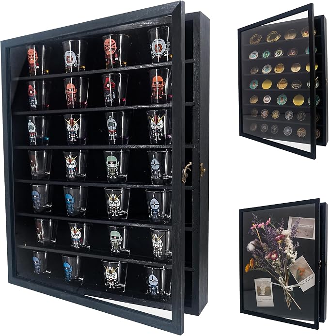 FramePro Shadow Box Frame 16x20 with Removable Shelves, Deep Memory Box Display Case for Collector, Keepsake Coins Military Medals Pins Wedding Flowers Black